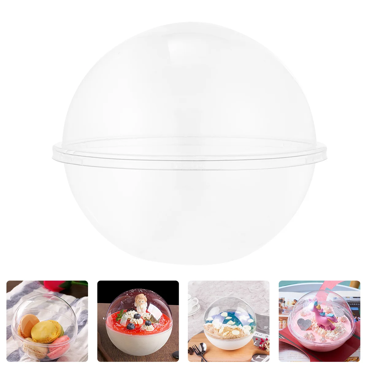 10 stücke Transparent Kunststoff Kuchen Behälter Ball Form Kuchen Behälter Tragbare Mousse Ball Runde Kuchen Behälter (500 ml Stil)