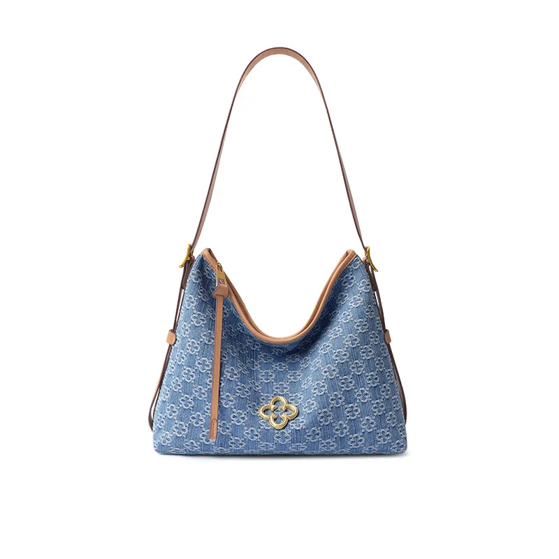 

Cassile New Hobo Tote Bag Denim Blue Design Single Shoulder Large Capacity Canvas Bag Crossbody Bag