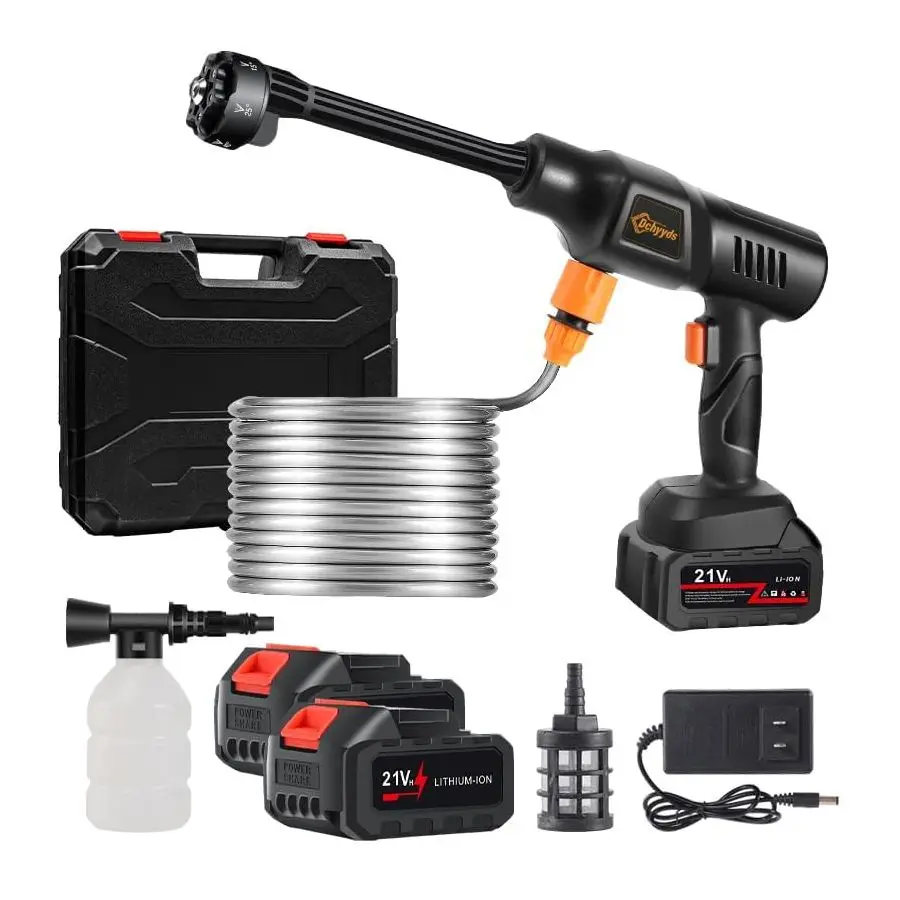 

Беспроводная мойка высокого давления, мойка высокого давления на 40000 мАч с батарейным питанием, 2 перезаряжаемыми батареями емкостью 4,0 Ач и насадкой 6 в 1 для автомобиля