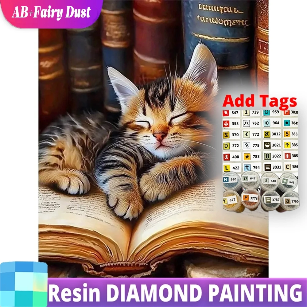 

Смола AB Фея Пыль 5D DIY Алмазная картина Кошка Животное Полная квадратная круглая мозаика Книжная вышивка Новое поступление Украшение стены