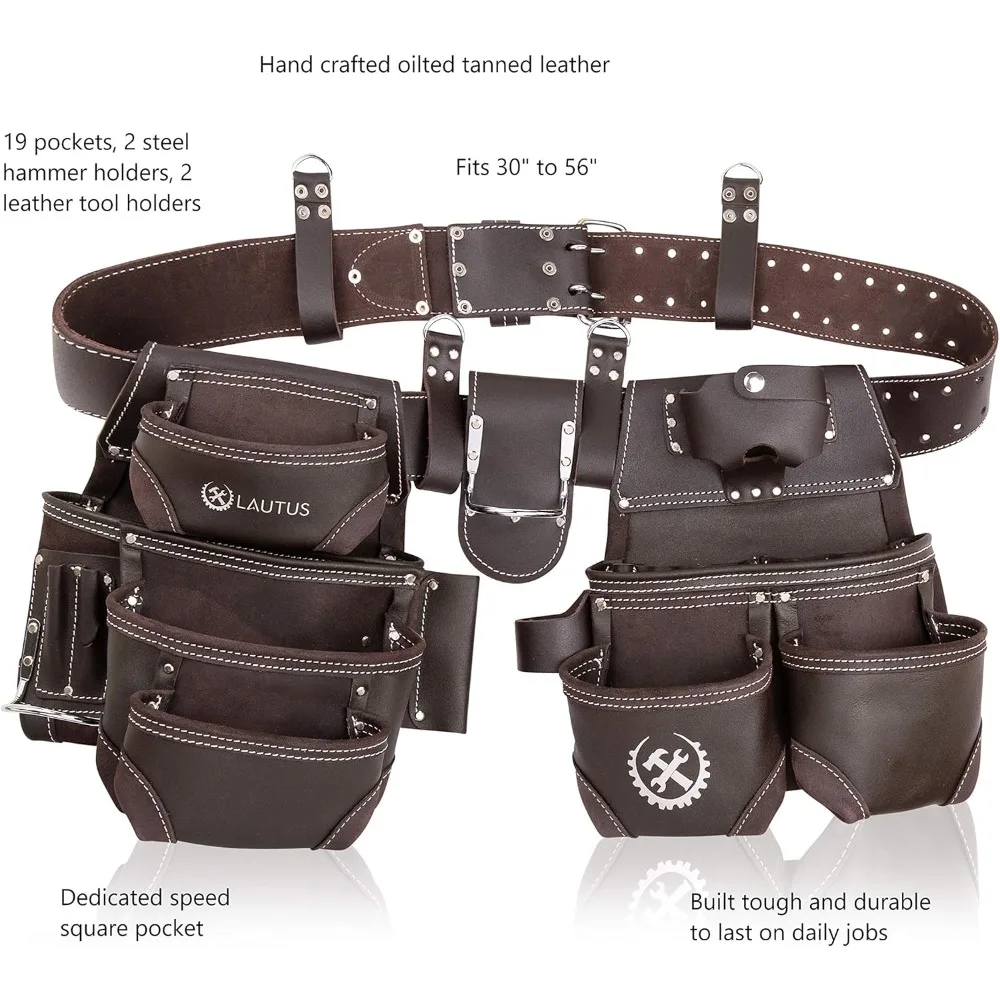 Oiled Tanned Rig Tool Belt/Pouch/Bag, Carpenter, Construction, Framers, Handyman, Electrician