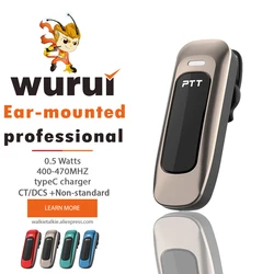 Wurui R66 이어 후크 워키토키 미니 라디오 전문 양방향 라디오, 무선 휴대용 세트, UHF 햄 헤드셋 이어피스, 2 개