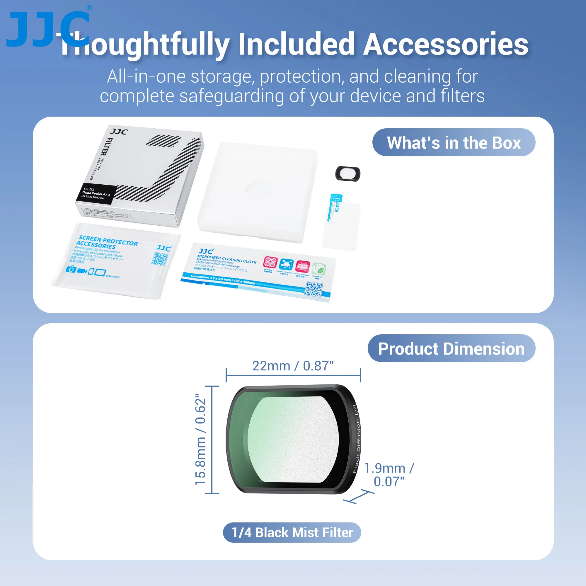 JJC F-P Serie Filter für DJI Osmo Pocket 4 3 Objektiv Magnetischer Filter 0,72x Weitwinkelobjektiv CPL UV-Filter ND2-32 Variabler Filter – Detail 10