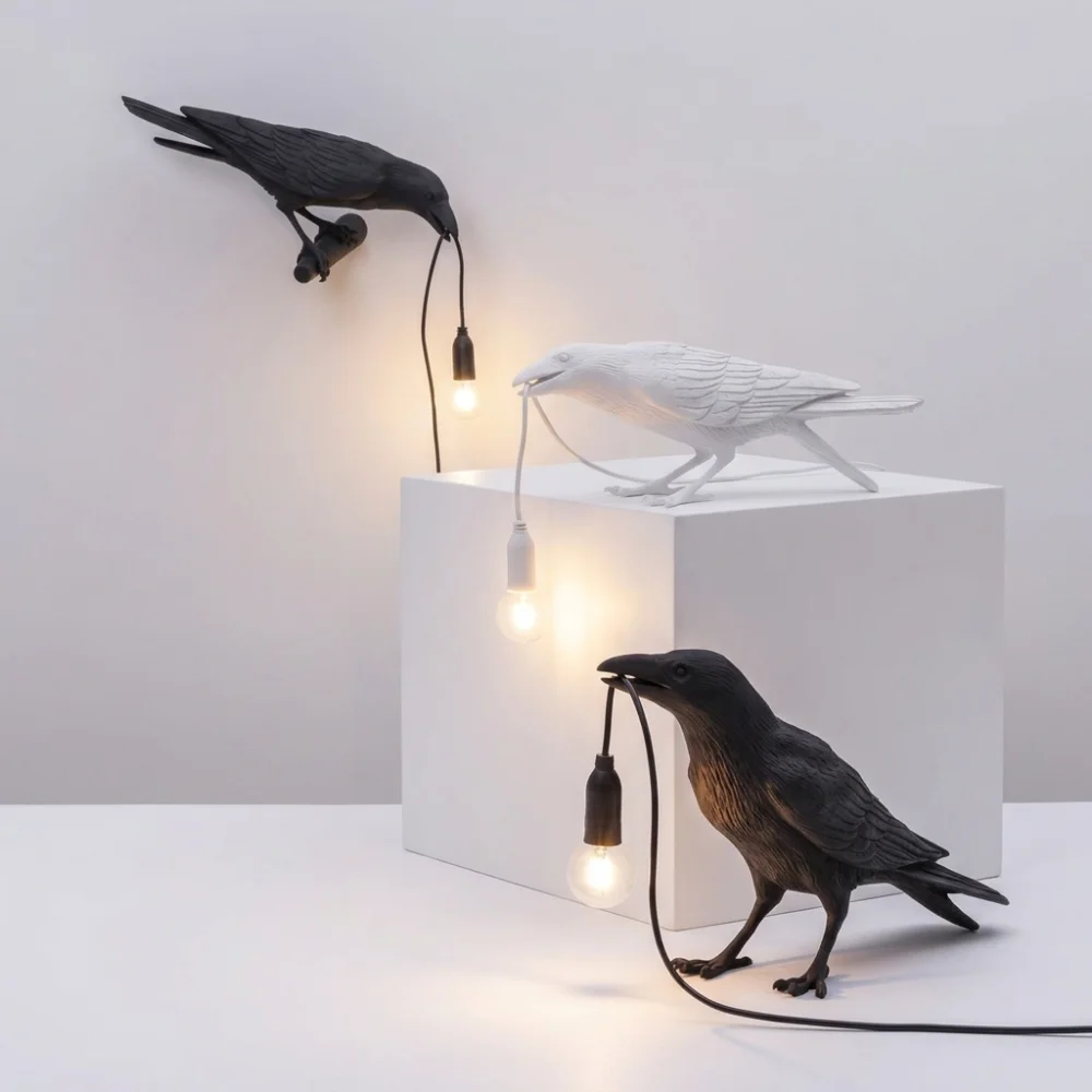 

Современная настольная лампа Lucky Bird, прикроватный светильник для спальни, гостиной, освещение для стола, живое домашнее украшение с животными из смолы, осветительный прибор, настенная лампа