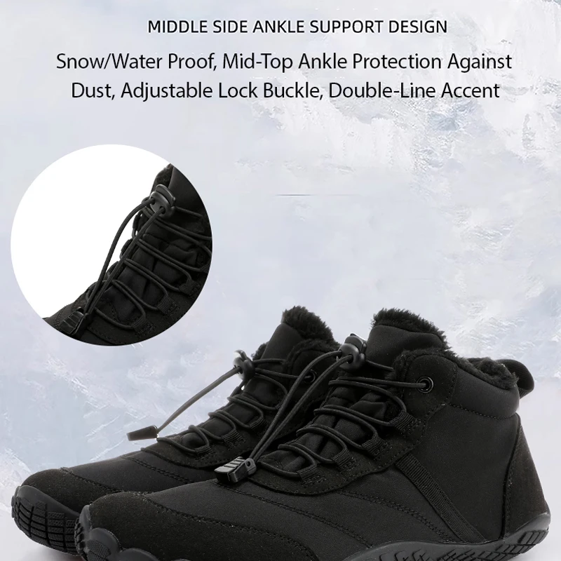 EOCENE Men Women Fleece Lined Winter Snow Boots, Non-slip Waterproof Outdoor Warm Hiking Shoes