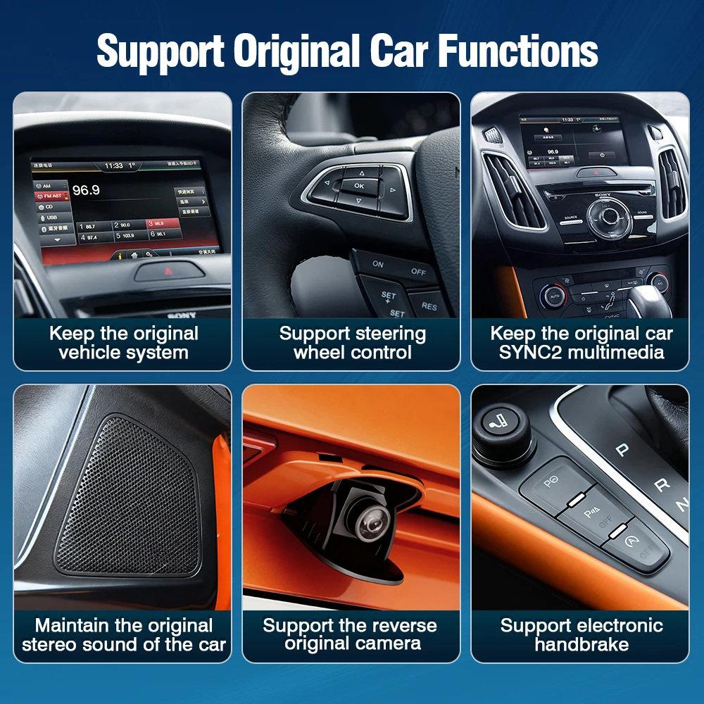 صندوق CarPlay من AUTOTOP لسيارة Ford Mondeo Focus Escape Fiesta Edge F-150 Transit Connect Edge 2011-2017 Sync 2، أندرويد لاسلكي Auto