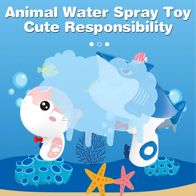 Portable Cartoon Water Squirt Toy Puffer Fish Shark Shape Summer Beach Pool Outdoor Play Party Gift