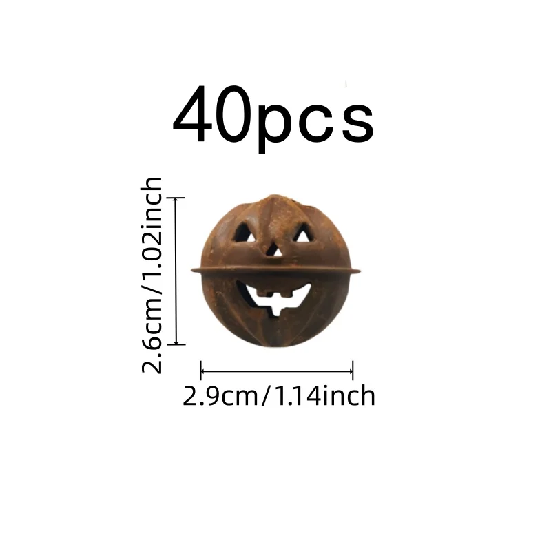 Pumpkin Face Design Pumpkin Face Bells, 40 pcs, Pet Collar Accessory, Iron Metal Material for Pet Collar Accessory