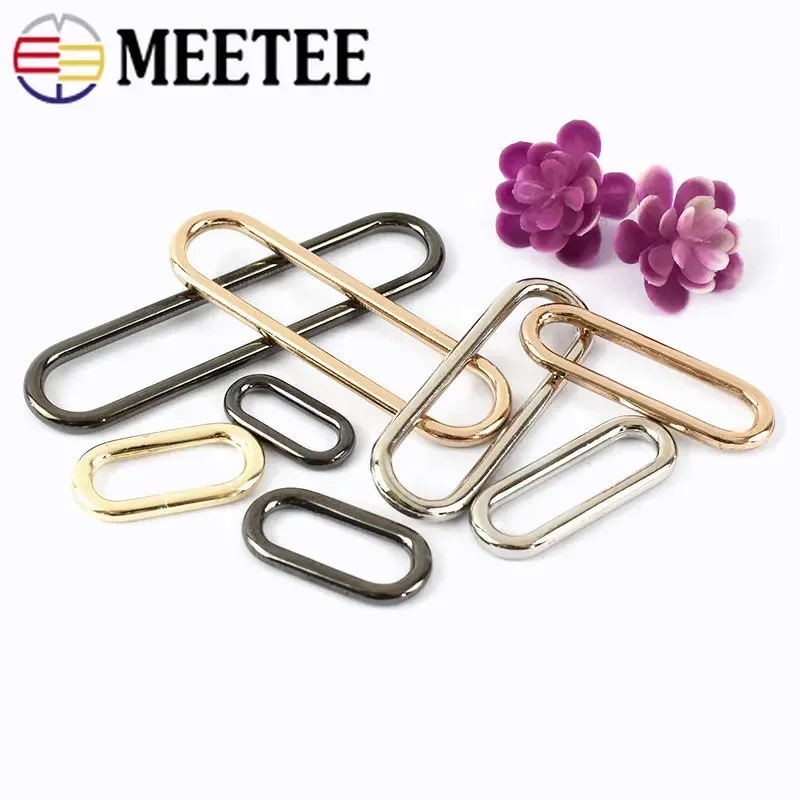 10Pcs Meetee 15mm-60mm O Ring Seamless Oval Metal Buckles for Shoes Luggage Handbag Rings Egg Button DIY Hardware Accessories