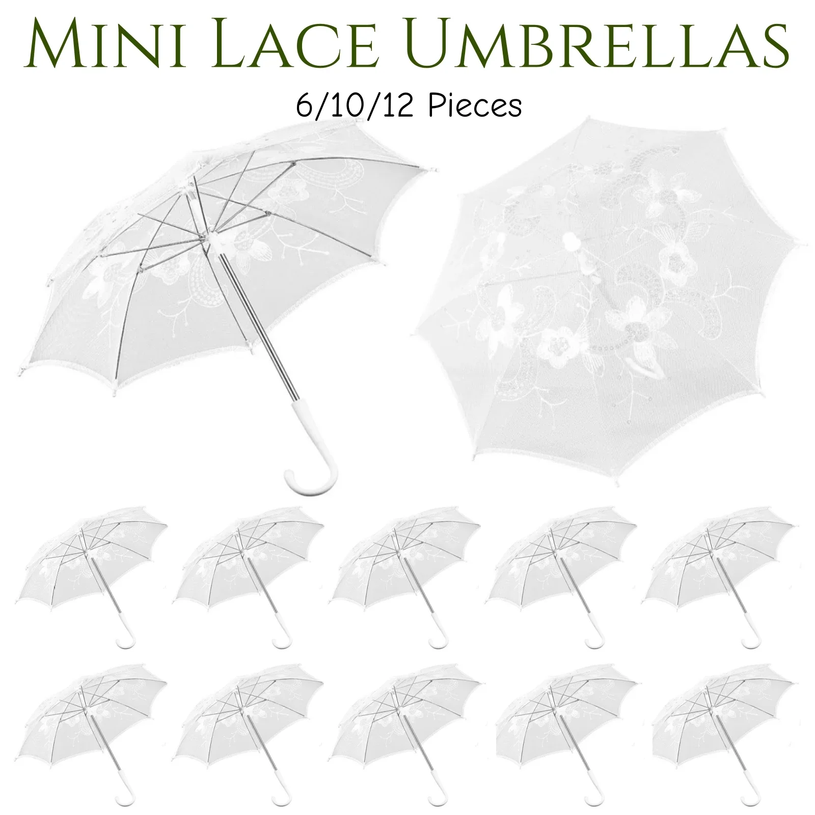 

6-12Pcs White Lace Umbrellas for Wedding 19.7" Vintage Parasols Lace Decorative Umbrellas Wedding Bridal Baby Shower Party Props