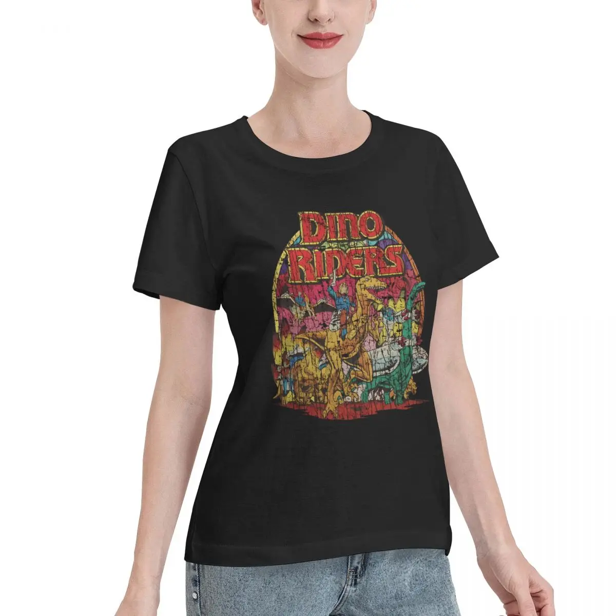 Clearance Dino-Riders The Adventure Begins 1988 Women's T-shirt Modern Home Casual Tee