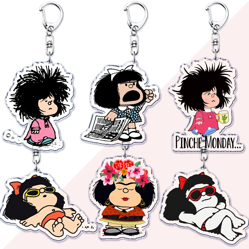 Llaveros bonitos de cómics de dibujos animados para niñas, accesorios para mujeres, bolsa, llaveros de animación humanitaria Hippie, joyería para fanáticos, regalos para amigos