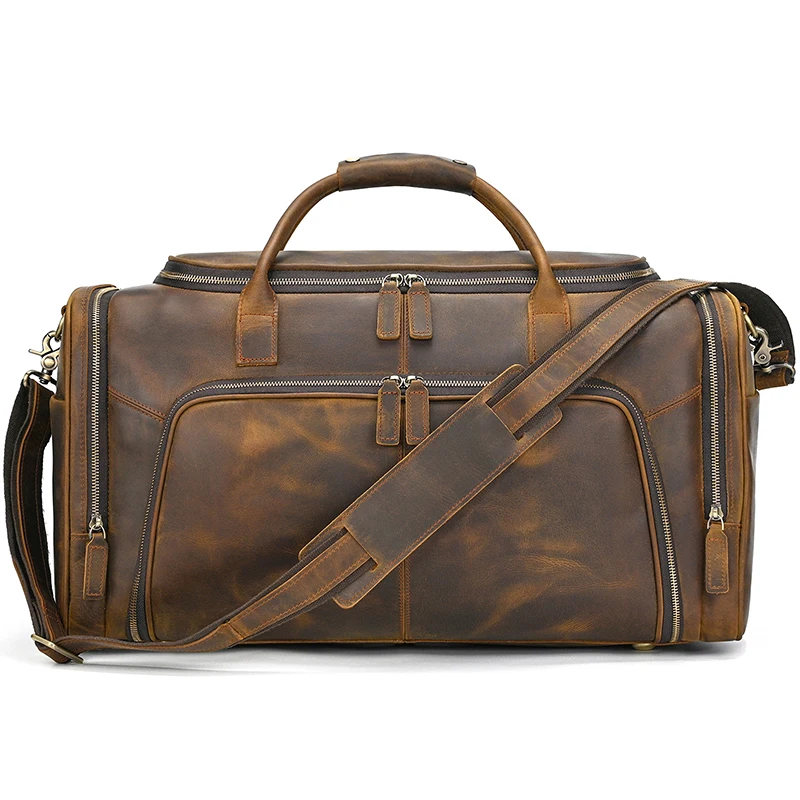

Кожаная дорожная сумка, большая сумка-даффл, сумка для багажа, сумка из натуральной кожи для мужчин, сумки из кожи Crazy Horse, винтажная сумка