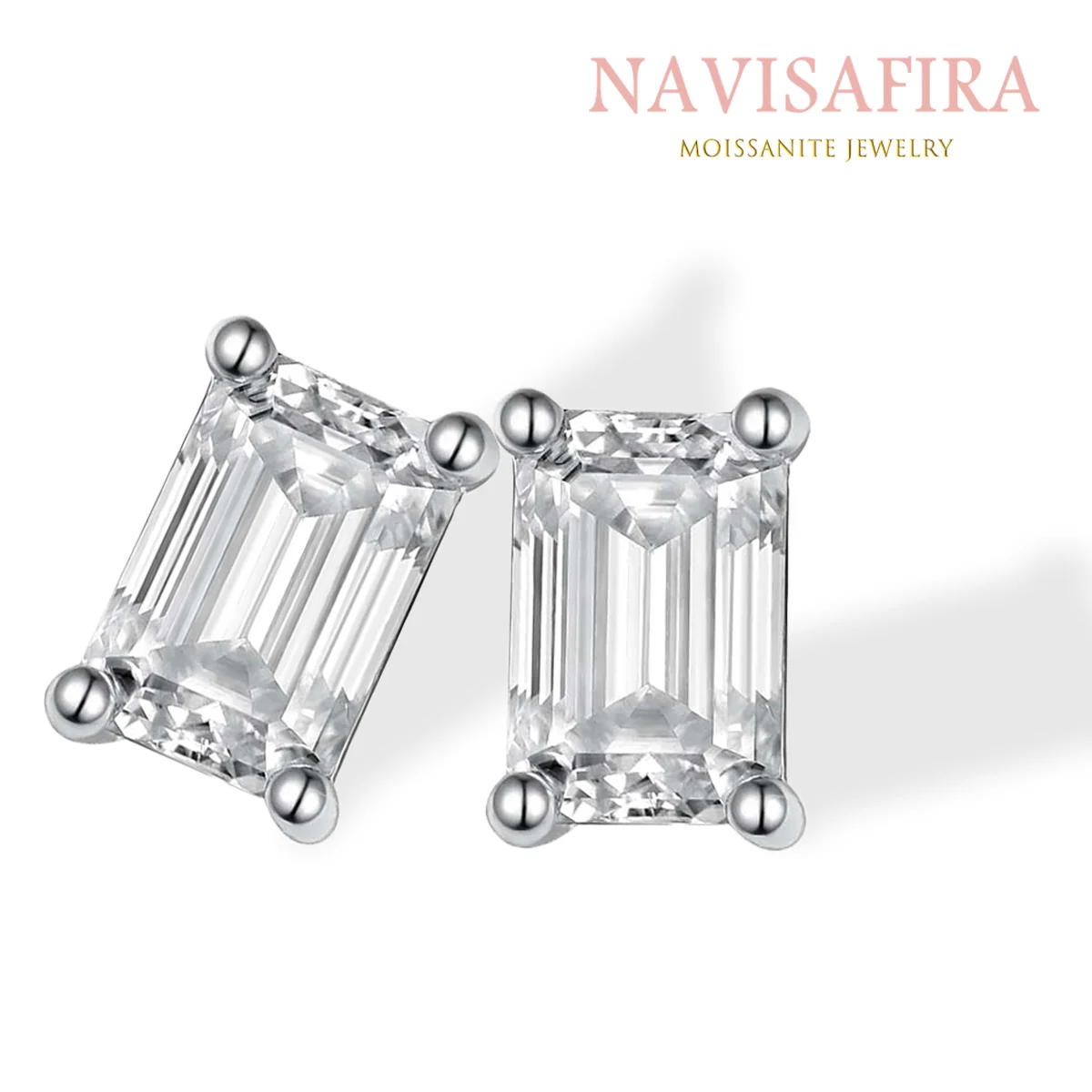 

S925 Emerald-Cut Moissanite Stud Earrings – Elegant Minimalist Design, Sparkling Brilliance for Daily and Special Occasions