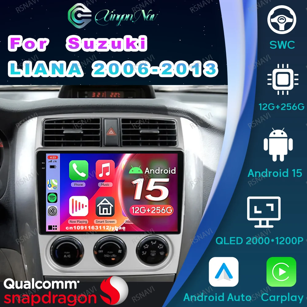 Android 15 Car Radio For  Suzuki LIANA 2006 -2013 Tesla Model Y Junwiper Dash Car Camera Viedo Player Mercedes W205 8 Core AUTO