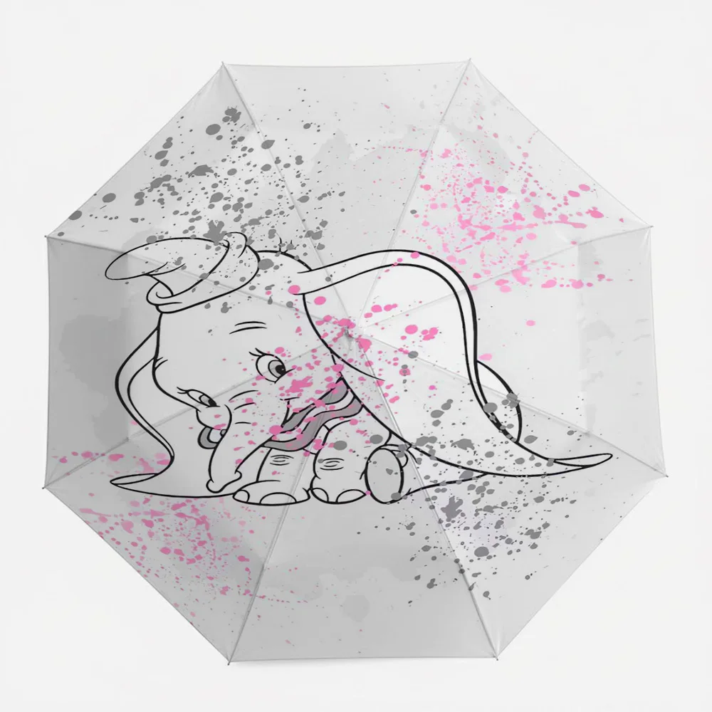 

Автоматический складной зонт Disney Dumbo Sketch с розово-серым принтом, ветрозащитный, водонепроницаемый, дорожный зонт для детей и взрослых