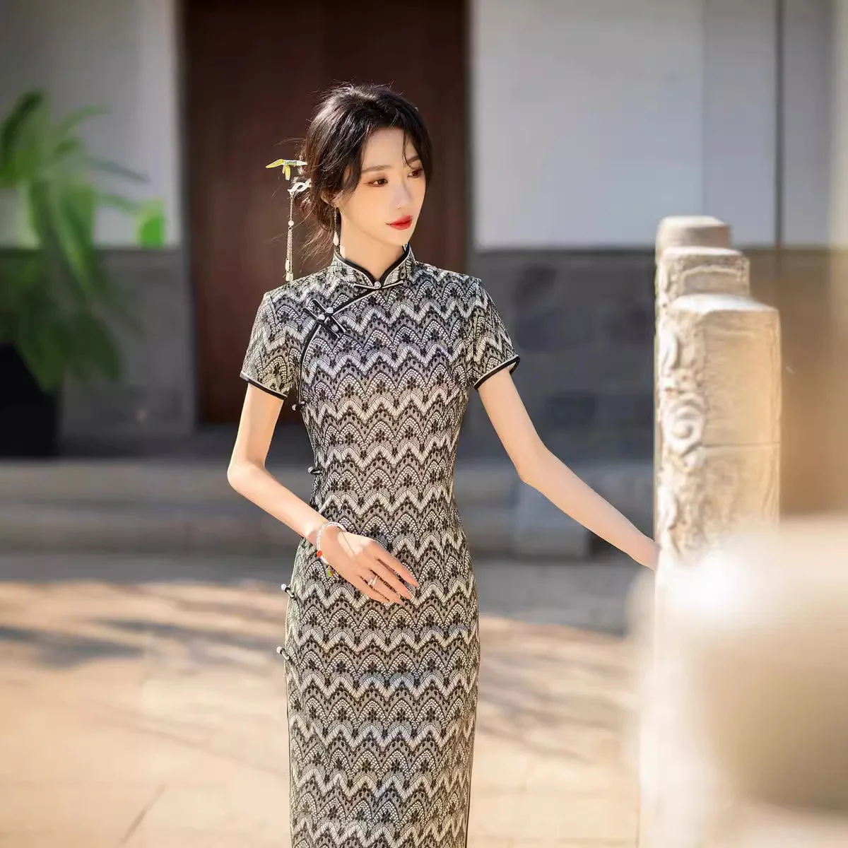 Young Lace Improved Cheongsam 2024 Summer New Side Buckle Fashion Girl Temperament Women's Slim Cheongsam