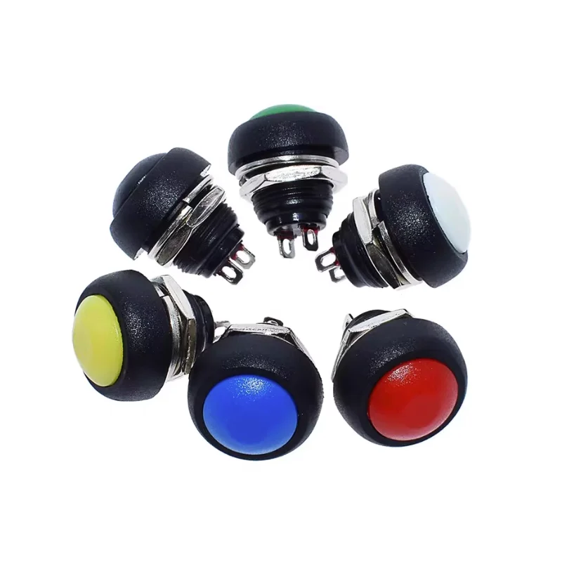 7 SZT./100 SZT. Przycisk chwilowy PBS-33B, montaż panelowy 12 mm, wodoodporny, okrągły, bez blokady, samoresetujący się. — zdjęcie produktu 4