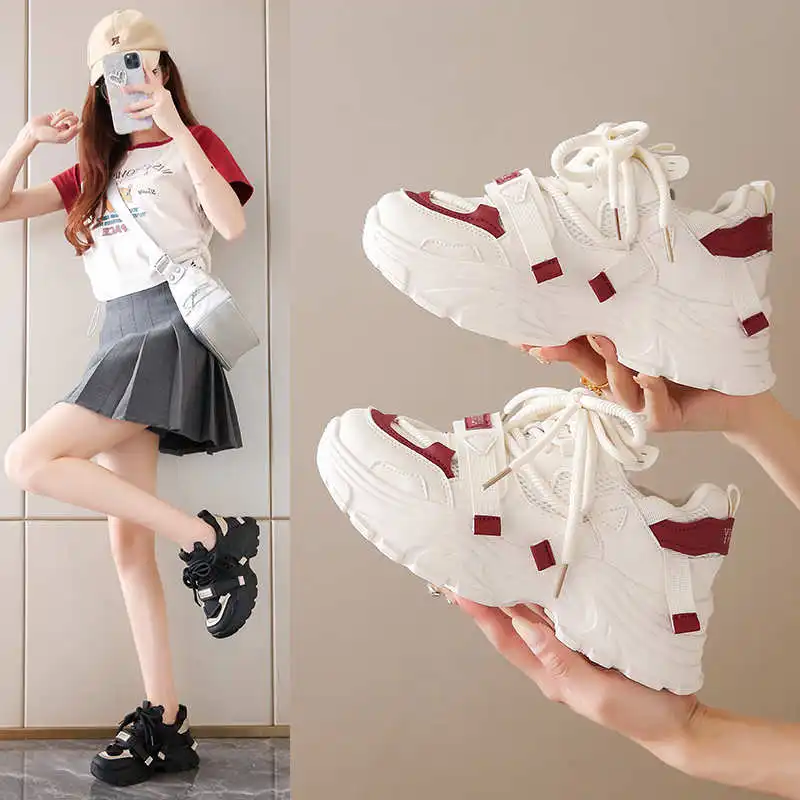 Height Up Light Small Heels White Shoes Woman Heel Tennis On Offer Sneakers Sports Caregiver Exercise Stylish
