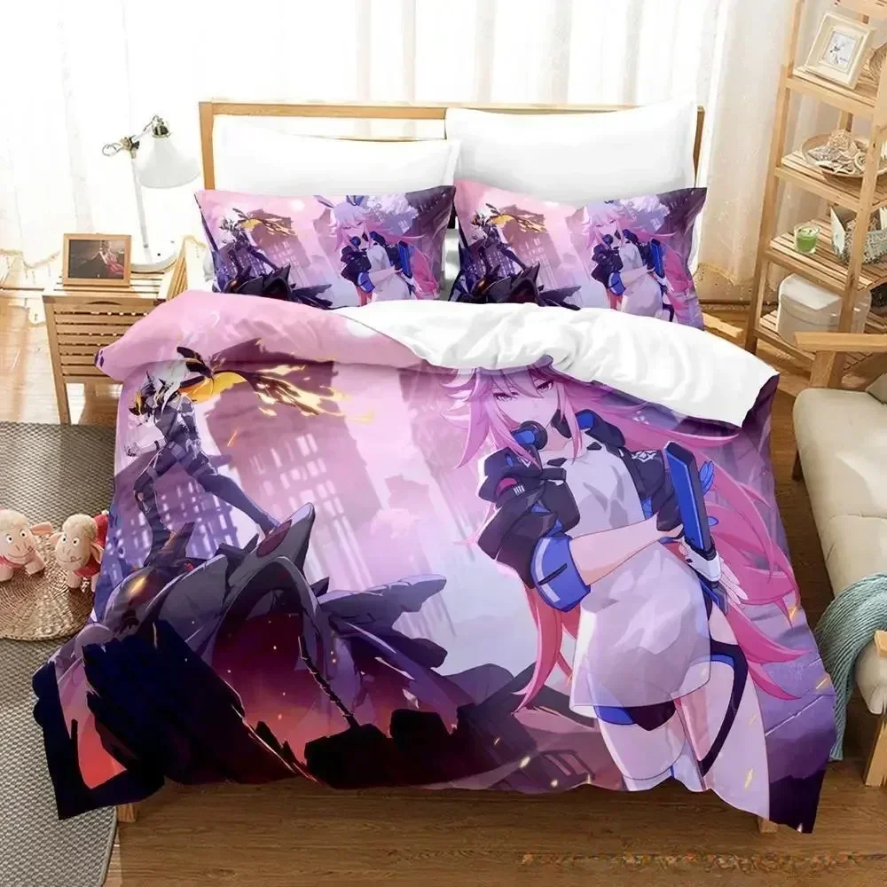 

New 3D Print Anime Honkai Impact 3 Bedding Set three-piece set Adult Kid Bedroom Duvet cover Sets Home Textiles Birthday Gifts