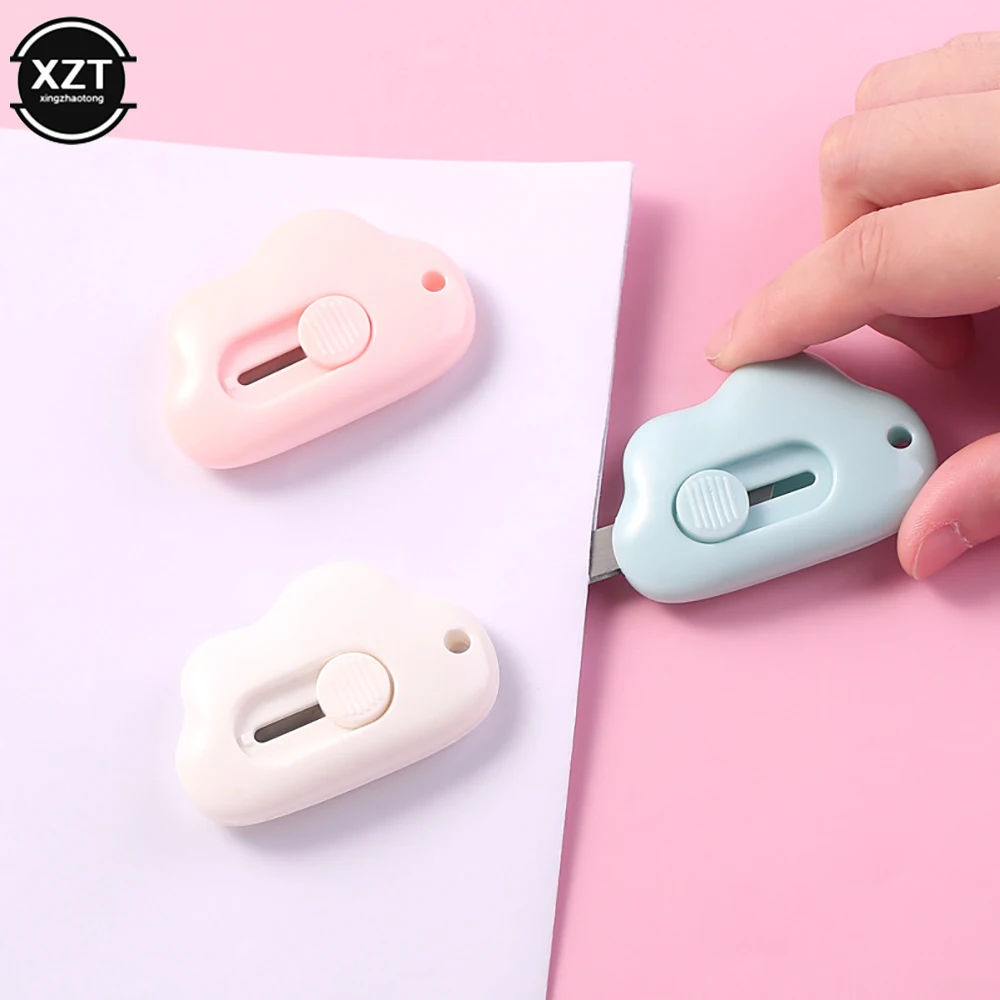 Kawaii Mini Pocket Clouds Art Utility Knife Paper Cutter Cutting Paper Razor Blade Office Stationery Handmade Knife