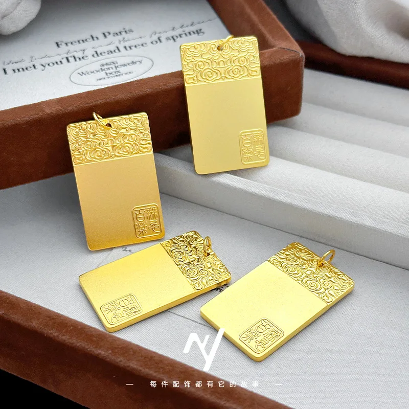 24k 999A gold necklace made with genuine pure gold and vacuum-casting techniques, featuring a modern-style auspicious pendant