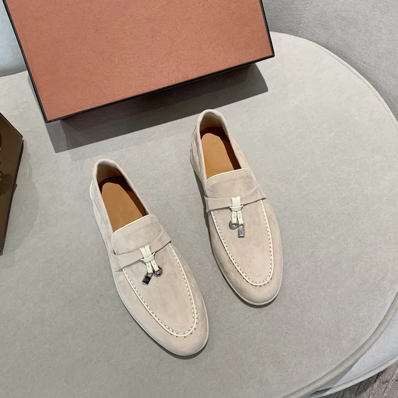 Sepatu mokasin kasual Slip-on Musim Panas 2023 loafer wanita kulit Suede kualitas terbaik Sepatu Sandal santai nyaman sepatu bukaan belakang untuk pria