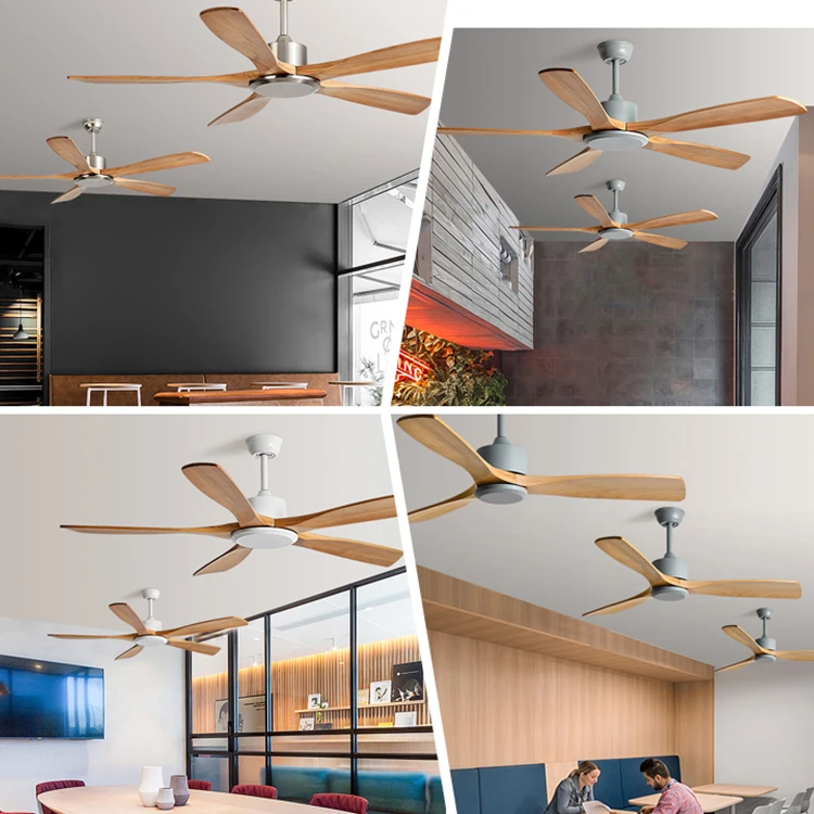 Alta qualidade casa decorativa 52 Polegada madeira maciça 5 lâminas de controle remoto moderno ventilador teto bldc