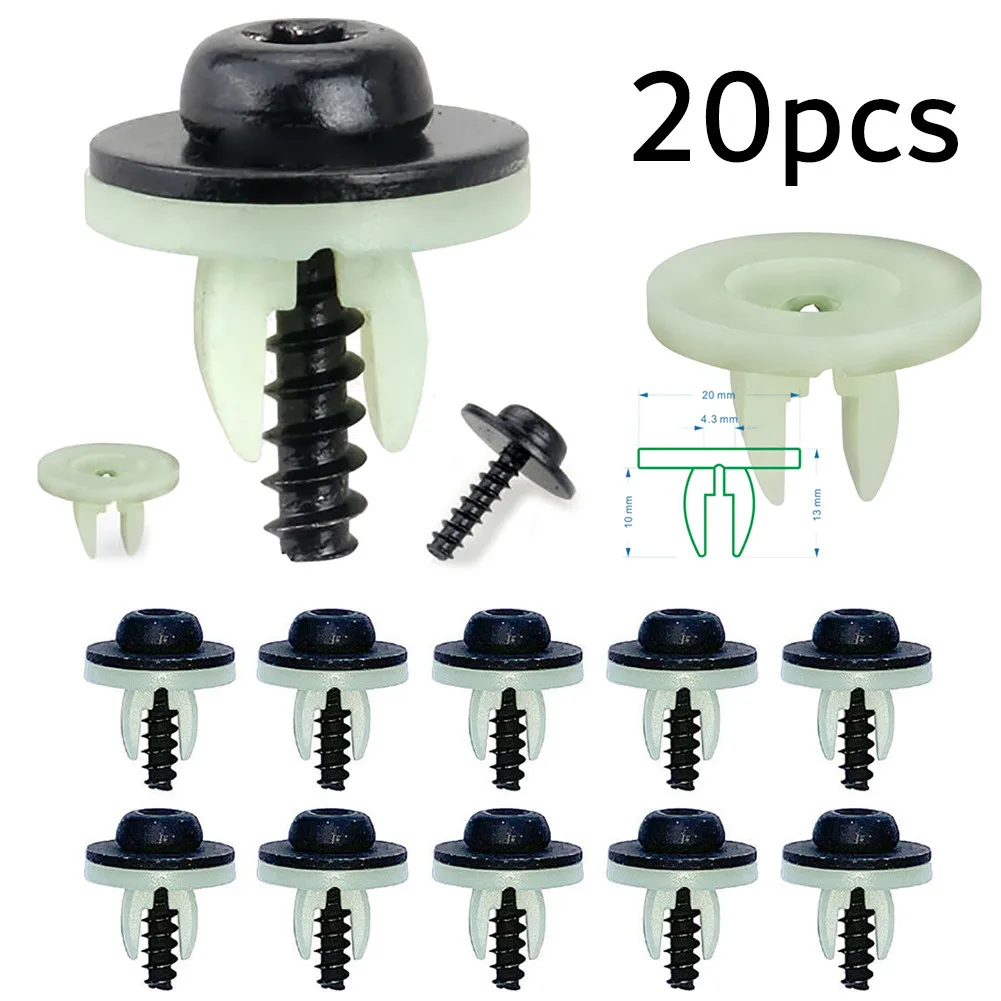 Easy Enhancement for Your For Ford Car 20 Sets of Wheel Arch Splash Guard Side Skirt Screw Grommet Kit Trim Clips