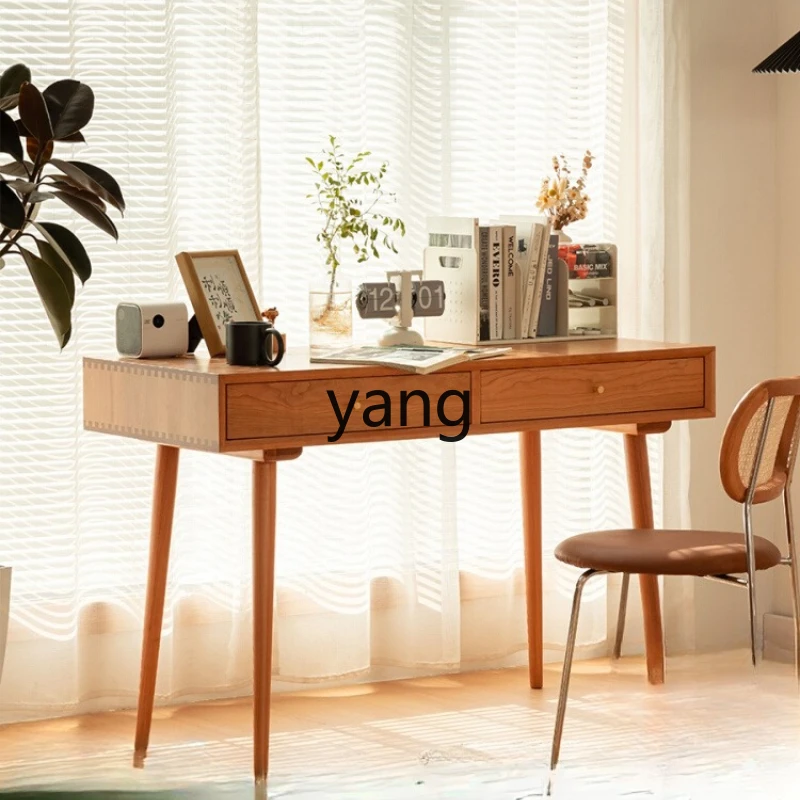 

tgf Cherry Wood Writing Desk All Solid Wood Student Computer Desk Japanese Style White Oak Makeup Table