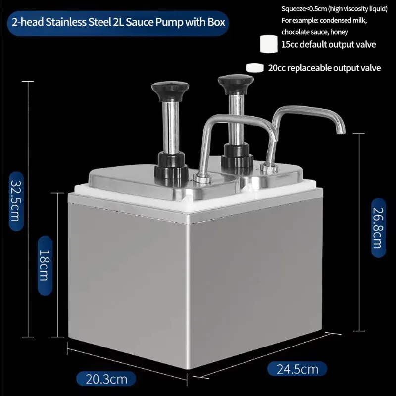 Kit de bomba de condimentos de acero inoxidable, dispensador de bomba de salsa comercial, 2L, 1 ~ 5 cabezales, para hoteles y restaurantes