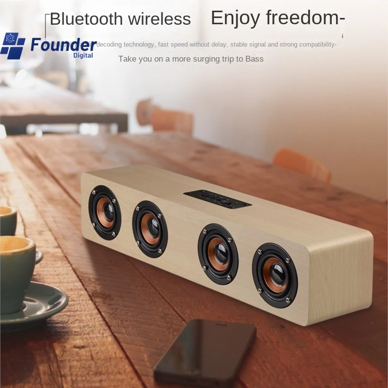 3C Founder Wooden Wireless Bluetooth Speaker For Home Computer Mobile Phone TV Card Insertion Sound Equipment Dropshipping New