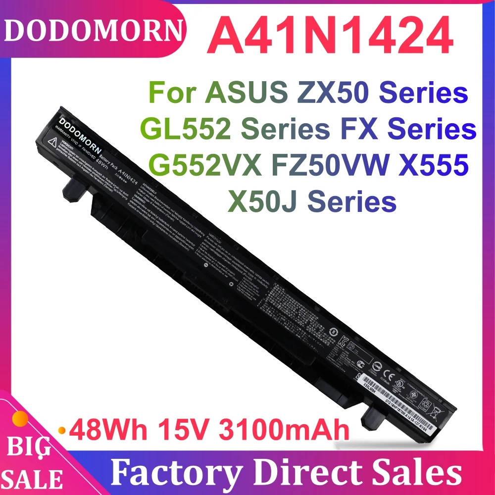 High Quality A41N1424 Battery for ASUS ROG ZX50 ZX50J ZX50JX ZX50V ZX50VW GL552 GL552VW GL552J GL552JX GL552V