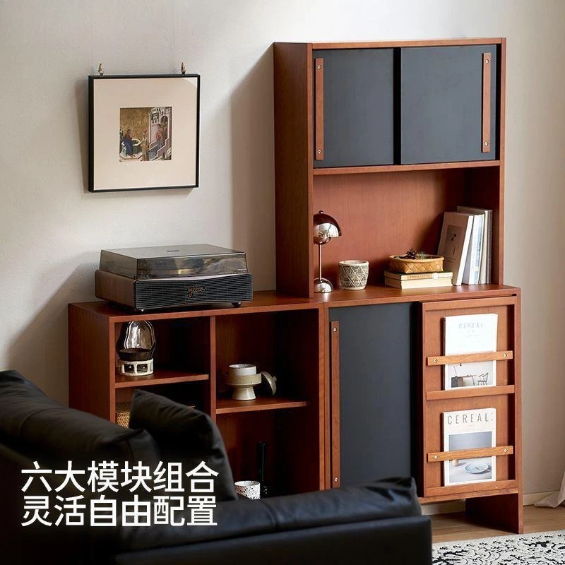 Medieval bookcase combination module cabinet retro solid wood storage cabinet