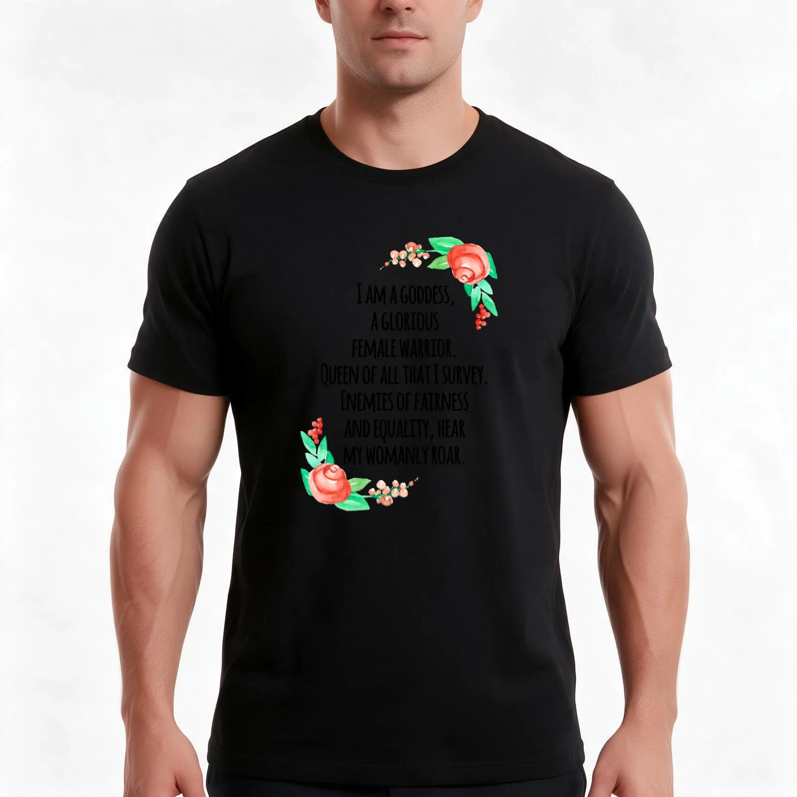 I am a goddess, a glorious female warrior T-Shirt, Summer Casual Cotton Tee, Oversized Streetwear Tops, Vintage Graphic Print