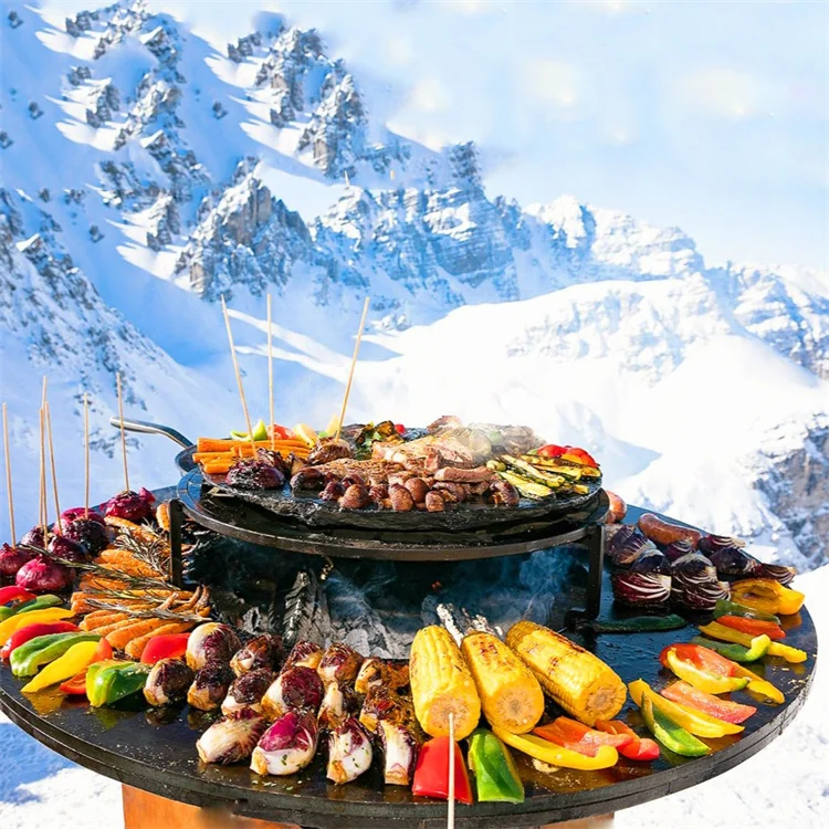 Cooking With Firewood Storage BBQ Corten Steel Fire Pit Outdoor