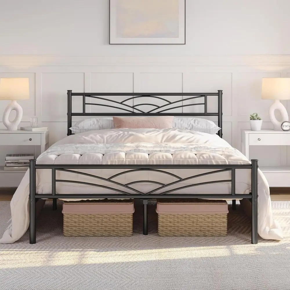 

Cloud-Inspired Metal Platform Bed with Large Storage, No Box Spring Required, Black