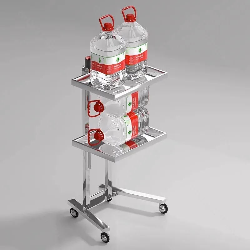 For Multifunctional Stainless Steel Folding 2-Tier Rolling Cart for Beauty Salons, Supermarkets and Professional Workstations