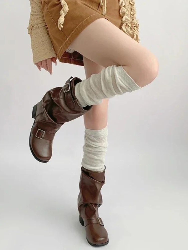 50cm Women Foot Sock Autumn Hose Gray Stepping Leg Warmers Ballet Sle White Pile-up Socks Calf Sock Casual Long Loose Leg Covers