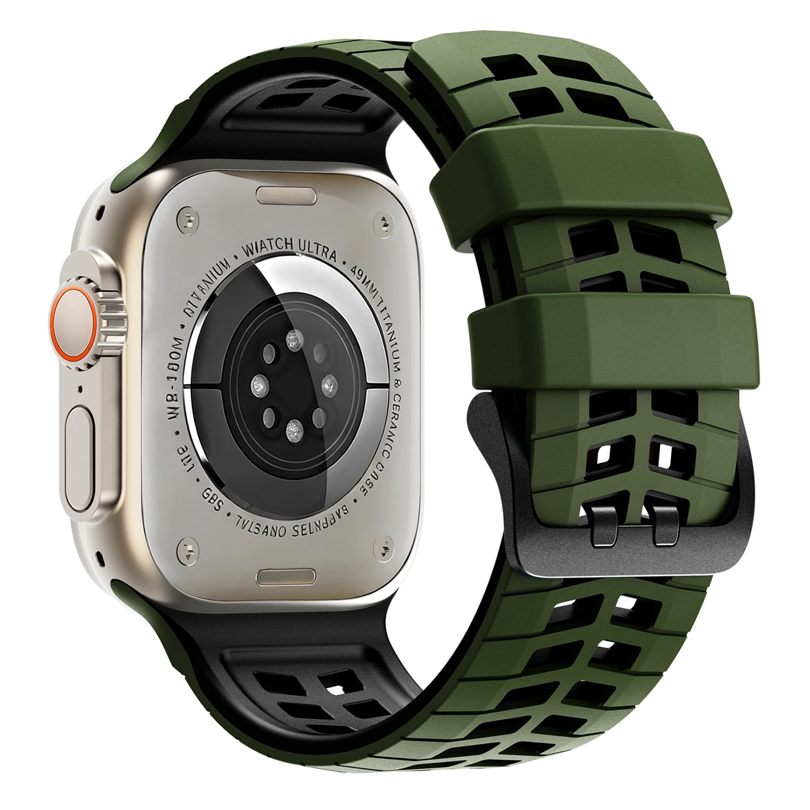 

Силиконовый ремешок с двойным рядом отверстий для Apple Watch Ultra 3 2 1 49 мм / Series 11 10 46 мм / 9 8 7 45 мм / SE3 SE2 SE 6 5 4 44 мм / 3 2 1