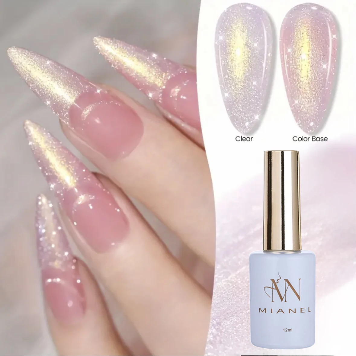 12ml 1 pçs luz dourada flash glitter gel unha polonês 2025 novo popular verão unhas branqueamento gel polonês branco rosa unhas