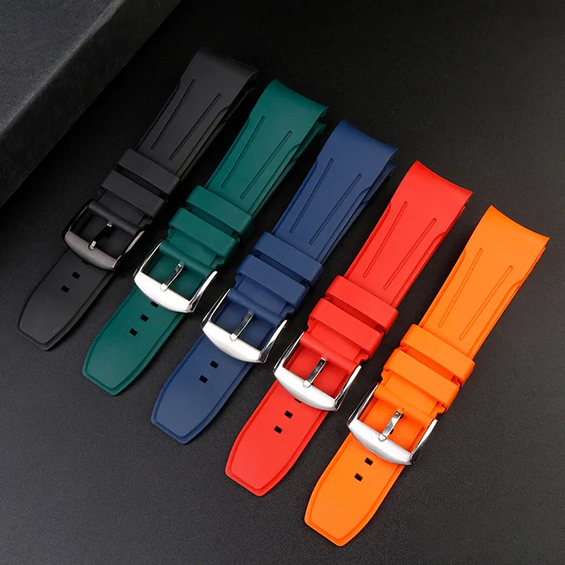 Rubber watchband 22mm for TISSOT 1853 Starfish Speed Diving Watch strap T120 series T120417A sports fluororubber wristband chain