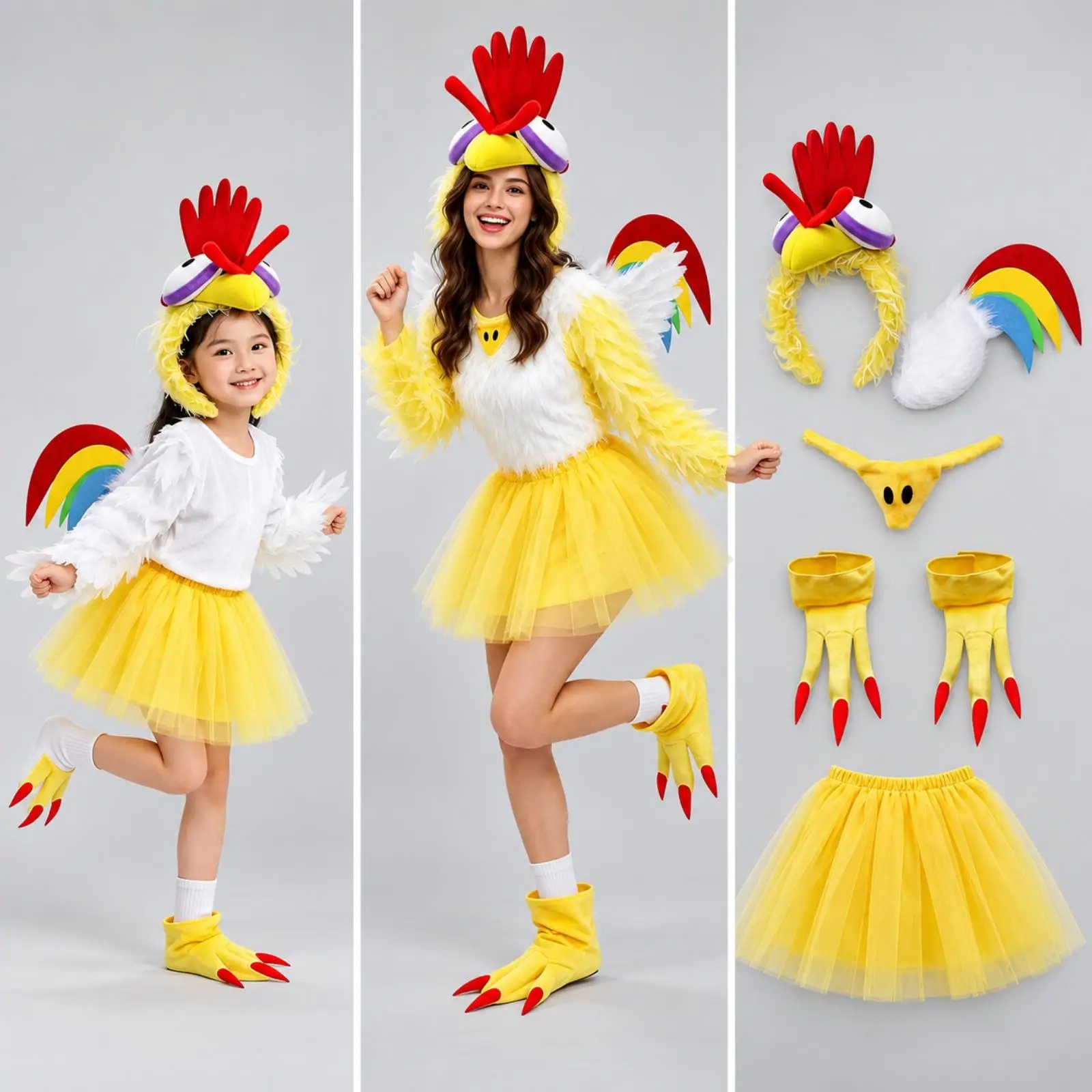 Chicken Face Costume Headband Festive Chicken Costume Headband Colorful for Halloween Events, Themed Celebrations, Performances