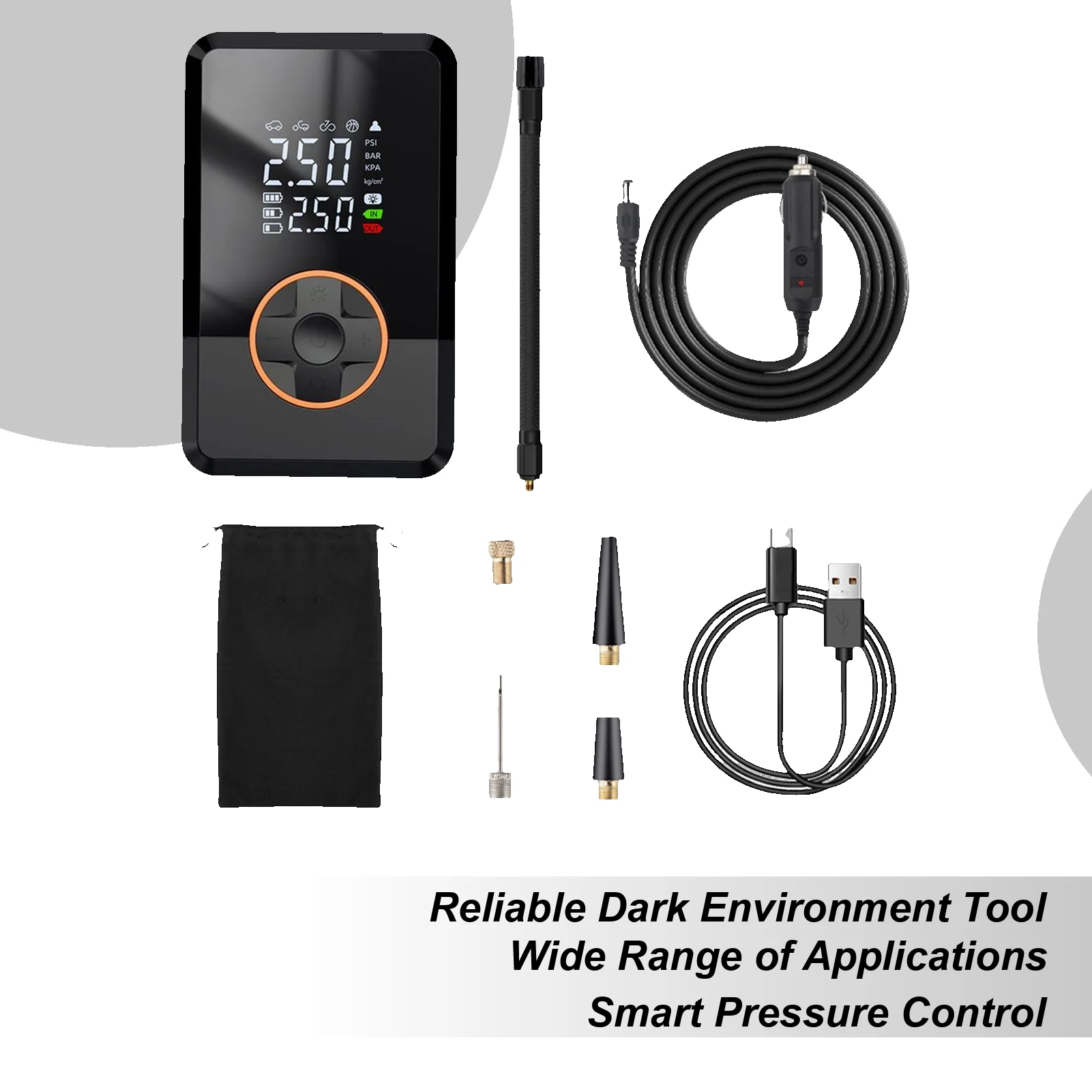 

Portable Air Compressor 130 PSI Portable LED Tire Inflator Motorcycle Air Pump For Car Bike Auto Truck Road Outdoor Balloon Ball