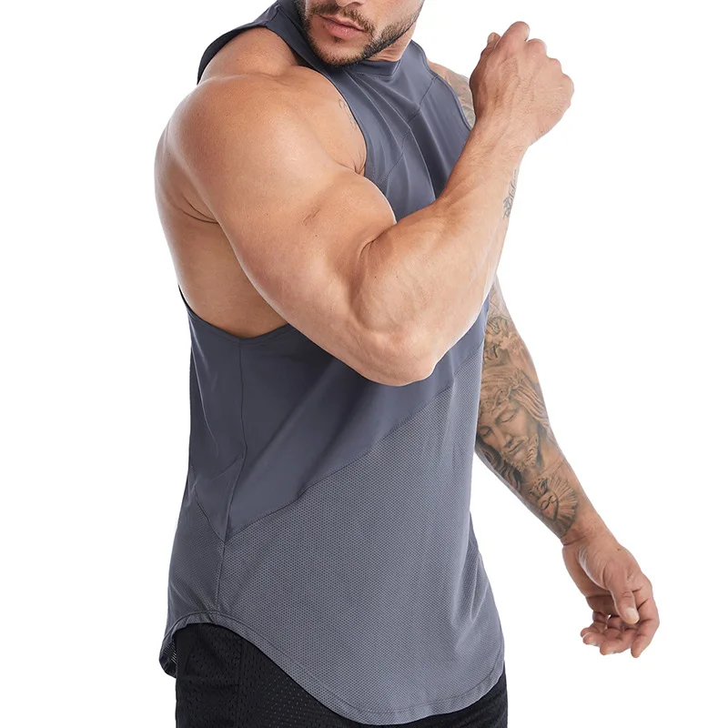 Summer Sports Tank Top Men's Loose Fit Large Sleeveless Fitness Suit Sweating Running Quick Drying Tank Top