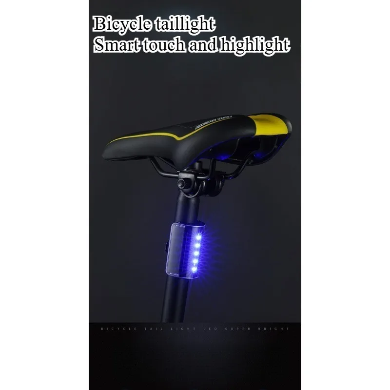 1pc Touch intelligent induction mountain bike warning light night riding lamp usb rechargeable headlight daytime running lamp