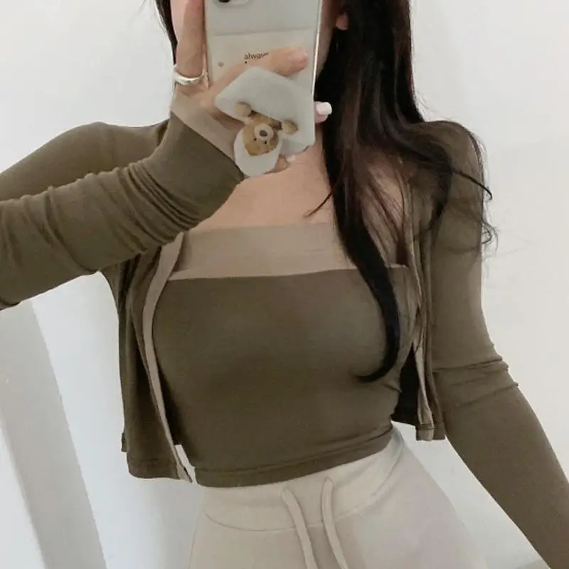 

5STUDIO комплект для похудения, жилет без бретелек Ele плюс комплект с открытым кардиганом, осень 2023, модный женский ансамбль