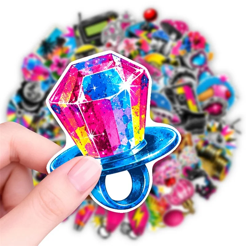 10/30/50PCS Retro Y2K Neon Sticky Sticker Aesthetic DIY Hand Accounting Phone Decoration Scrapbooking Stationery Supplies
