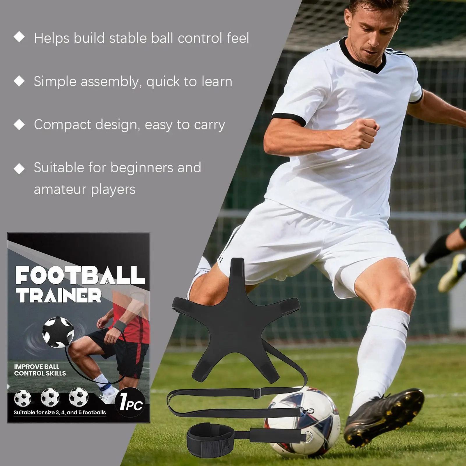 Soccer Kick Trainer Exercise Gear With String Adjustable Wristband Football Training Aid For Boys Girls Indoor Backyard School