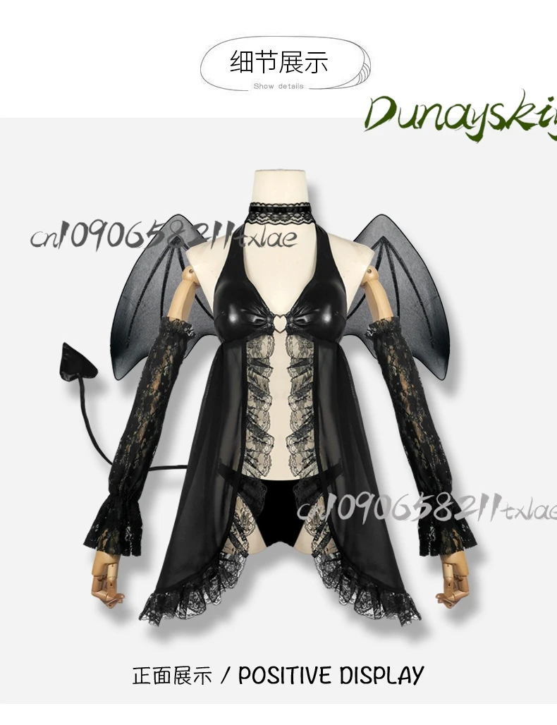 بلدي اللباس حبيبي مارين كيتاجاوا الشيطان تأثيري زي الشيطان مع قرون الذيل هالوين/الصيف أنيمي المعرض 2025 الوردي لوليتا